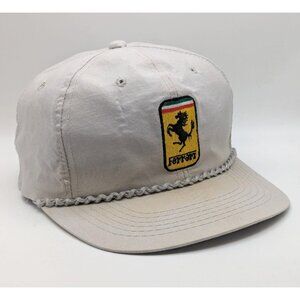 Vintage Ferrari Hat Cap Snapback Adult OSFA Italy Cars Rope Trucker VTG 90s Auto